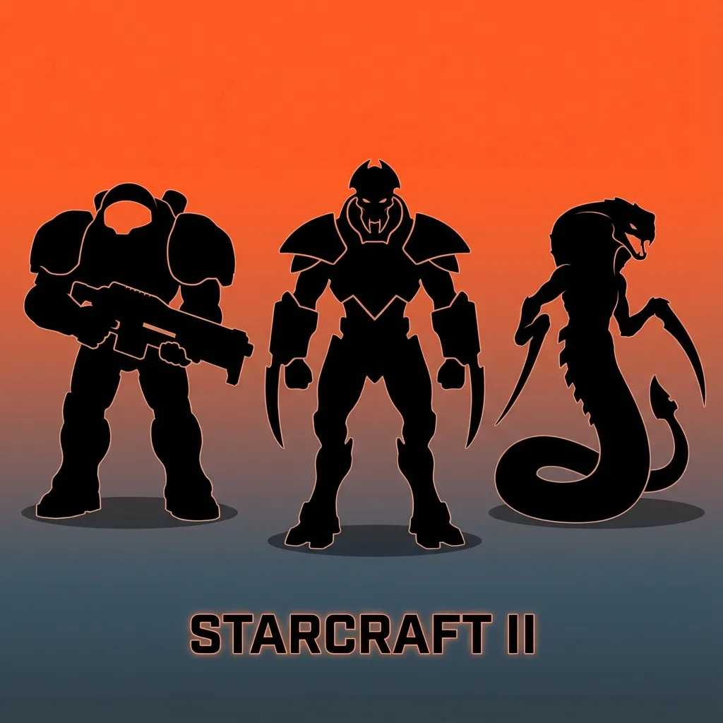 StarCraft II Terran, Zerg, and Protoss armies clash on a sci-fi battlefield in an intense 1v1 esports match