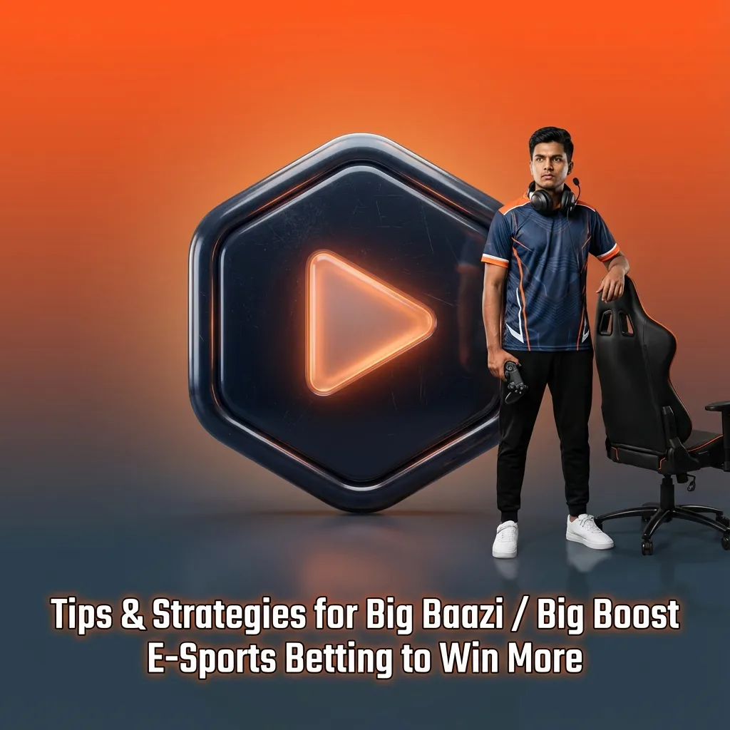 Infographic of disciplined esports betting tips for Big Baazi / Big Boost, showing bankroll, odds, and strategy icons