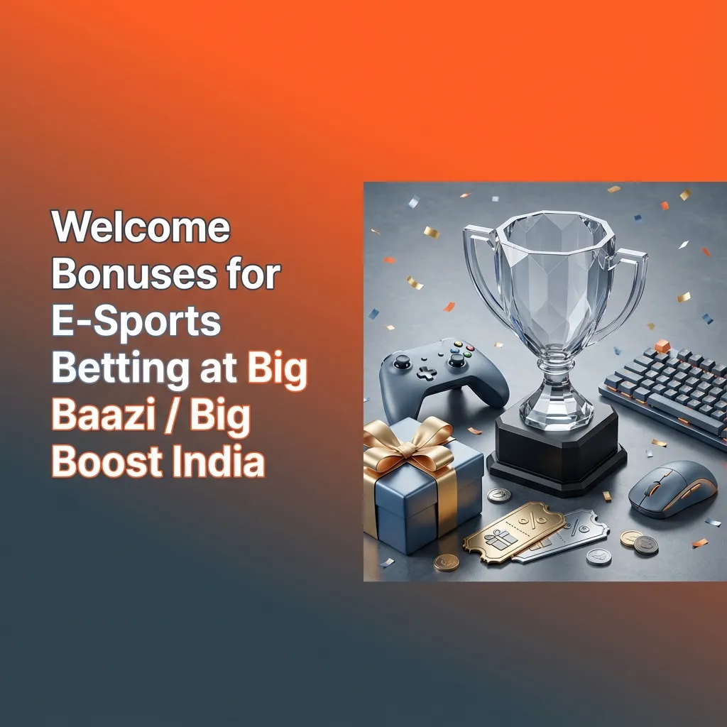 Colorful Big Baazi esports bonus banner showing ₹1 Lakh welcome offer and steps to claim across first three deposits